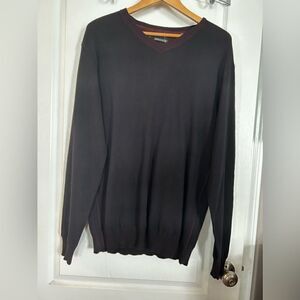 Buckle black Sweater V-neck Men’s Large athletic fit NWT black burgundy preppy‎